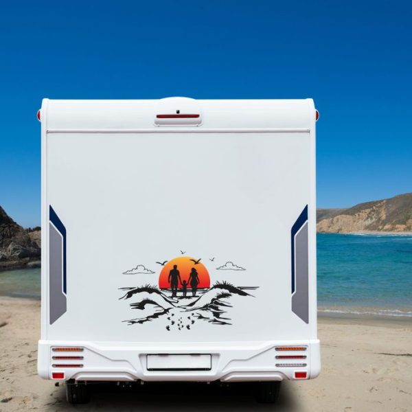 strand paar mit kind campervan aufkleber