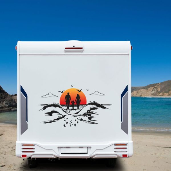 strand paar mit kind campervan aufkleber