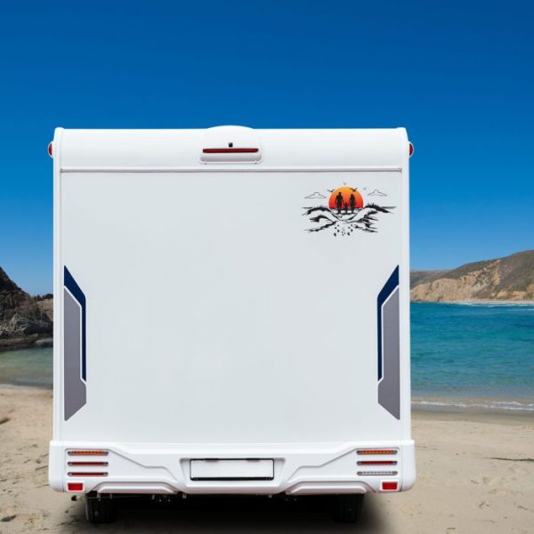 strand paar mit kind campervan aufkleber