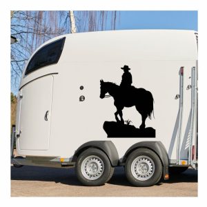 reiter mit pferd chico on tour aufkleber